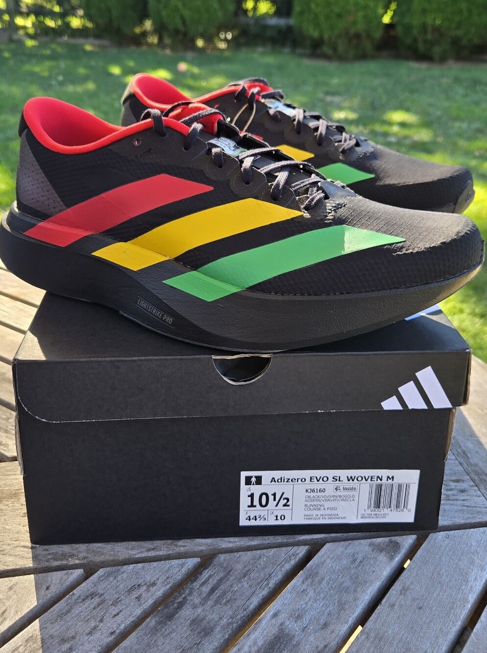 adidas Adizero Evo SL x Bob Marley Black Jamaica Size 10.5 Mens KJ6160 NWT